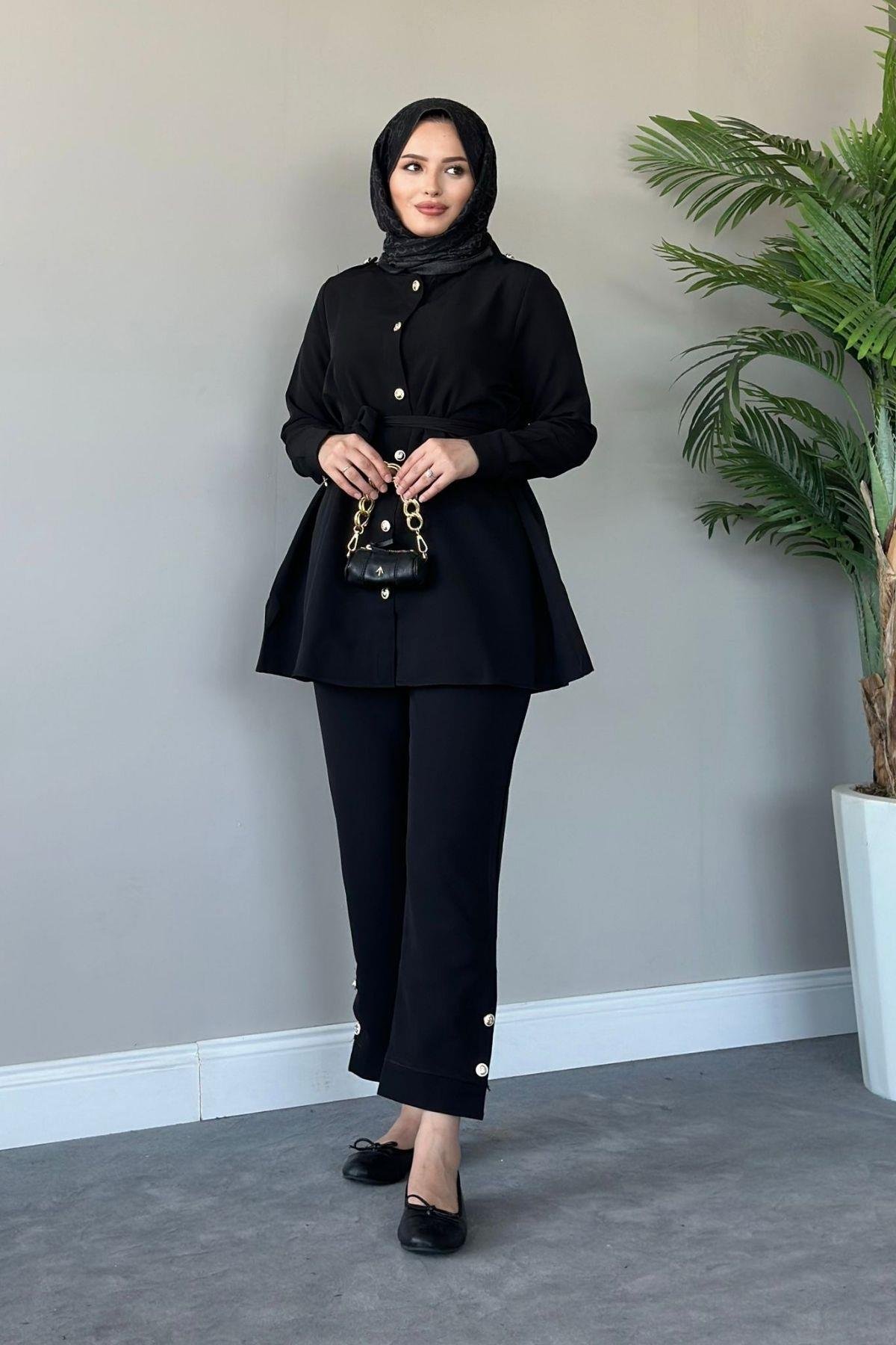 Zümra Takım Siyah, Fiyatları Haza Moda | Tesettür Giyim | Zümra Takım Siyah