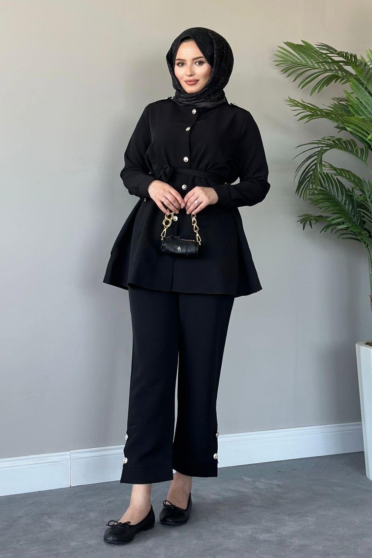 Zümra Takım Siyah, Fiyatları Haza Moda | Tesettür Giyim | Zümra Takım Siyah