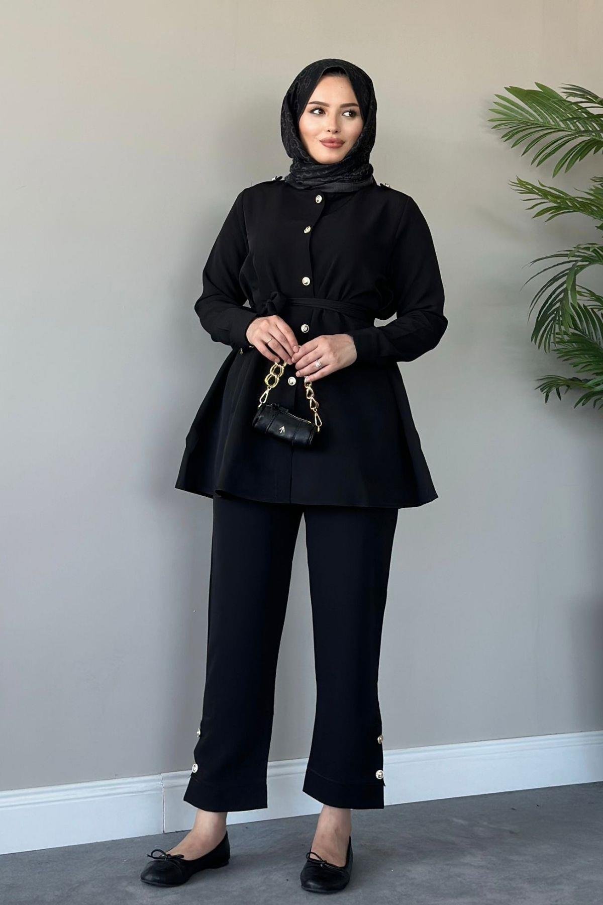 Zümra Takım Siyah, Fiyatları Haza Moda | Tesettür Giyim | Zümra Takım Siyah