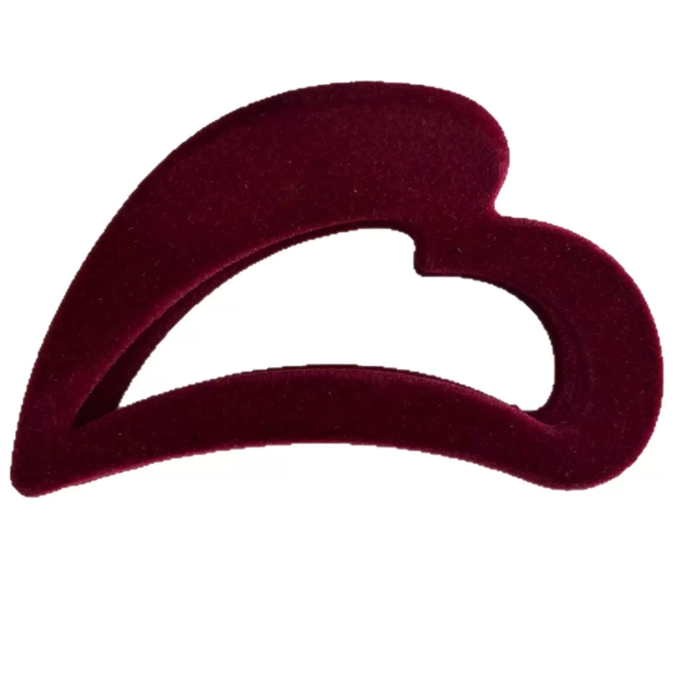 Bordo Kadife Dokulu Kalp Mandal Toka