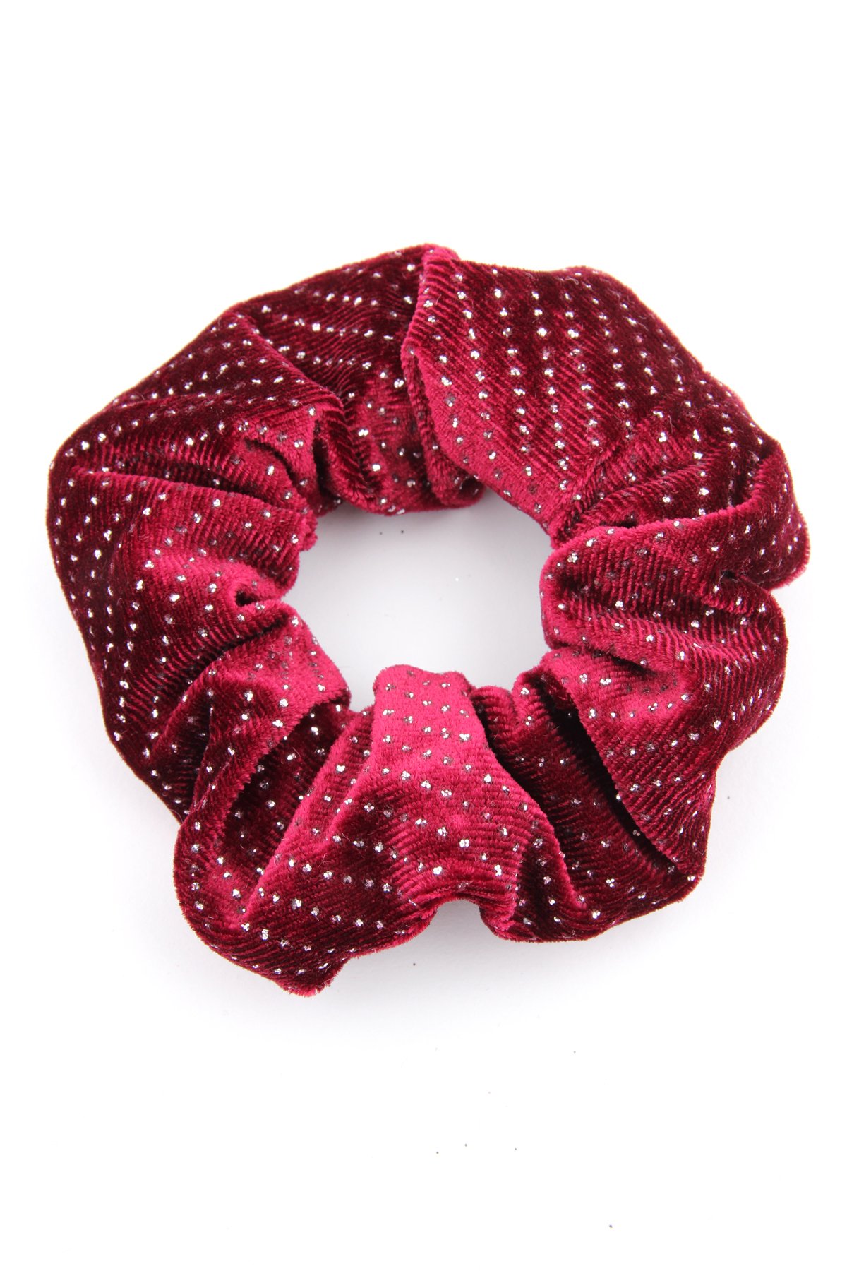 Bordo Simli Kadife Scrunchie Toka