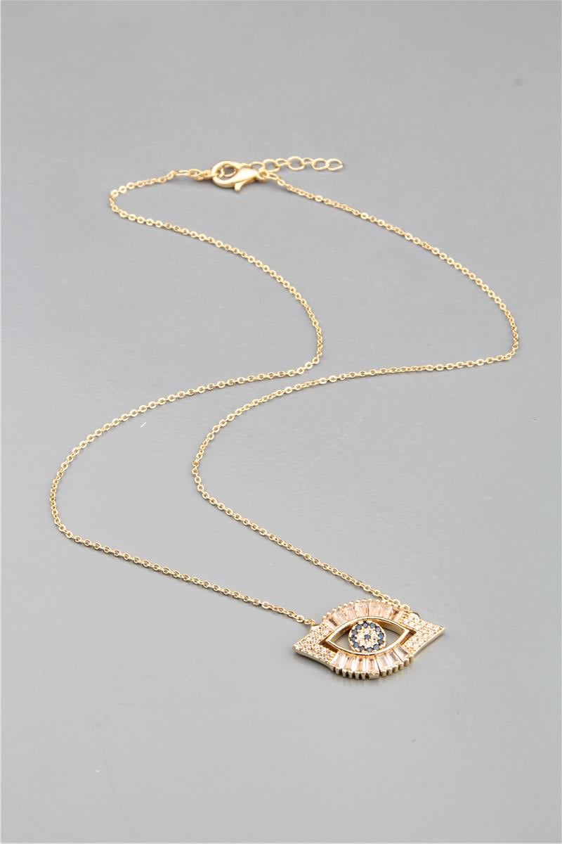 Gold Baget Taşlı Göz Kolye