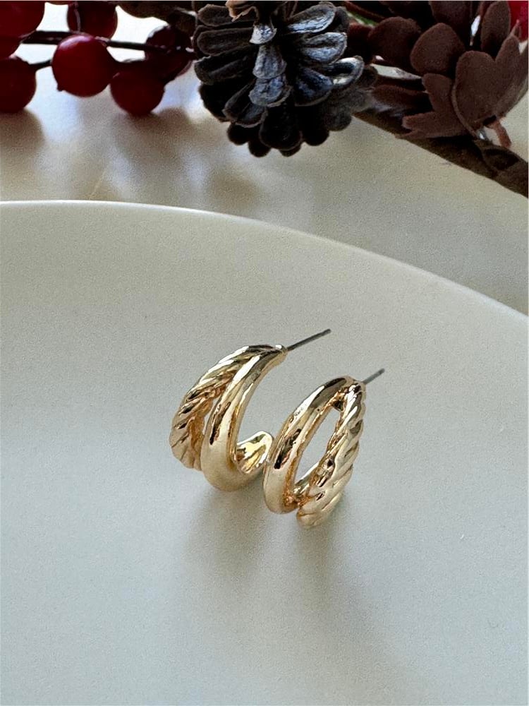 Gold Çiftli Halka Küpe
