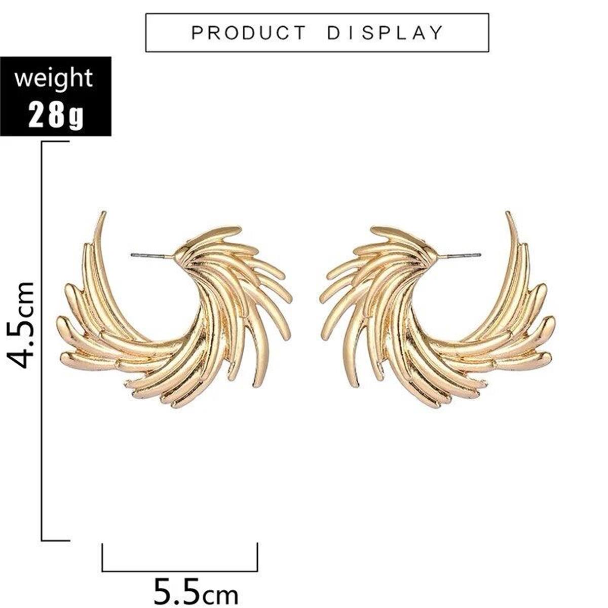 Gold Saçaklı Kıvrımlı Halka Küpe