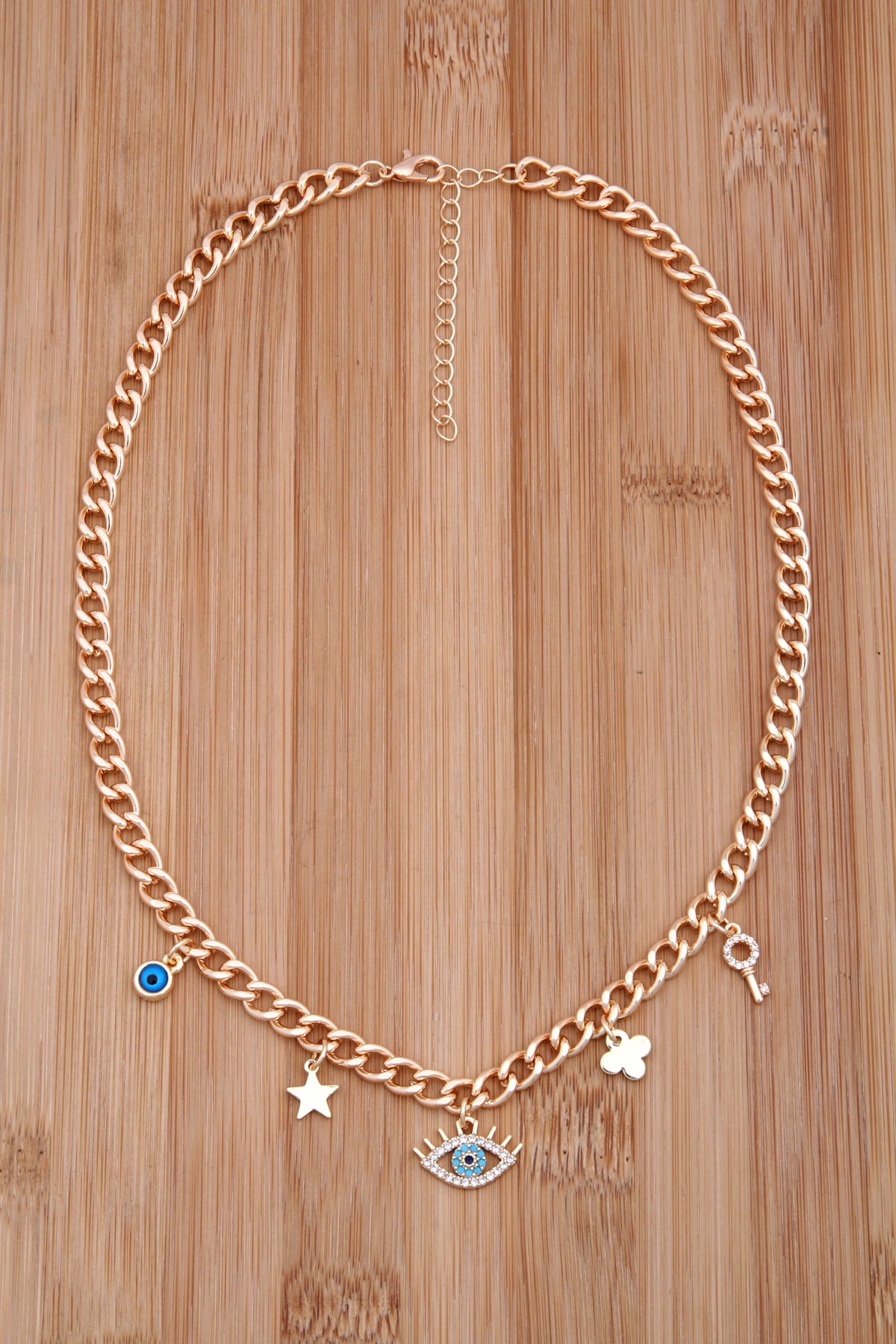 Göz Figürlü Charm Kalın Zincirli Kolye
