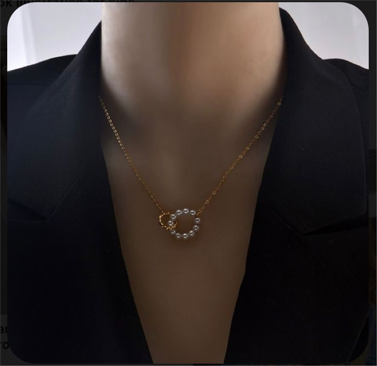 İncili Halka Figürlü Zincir Kolye