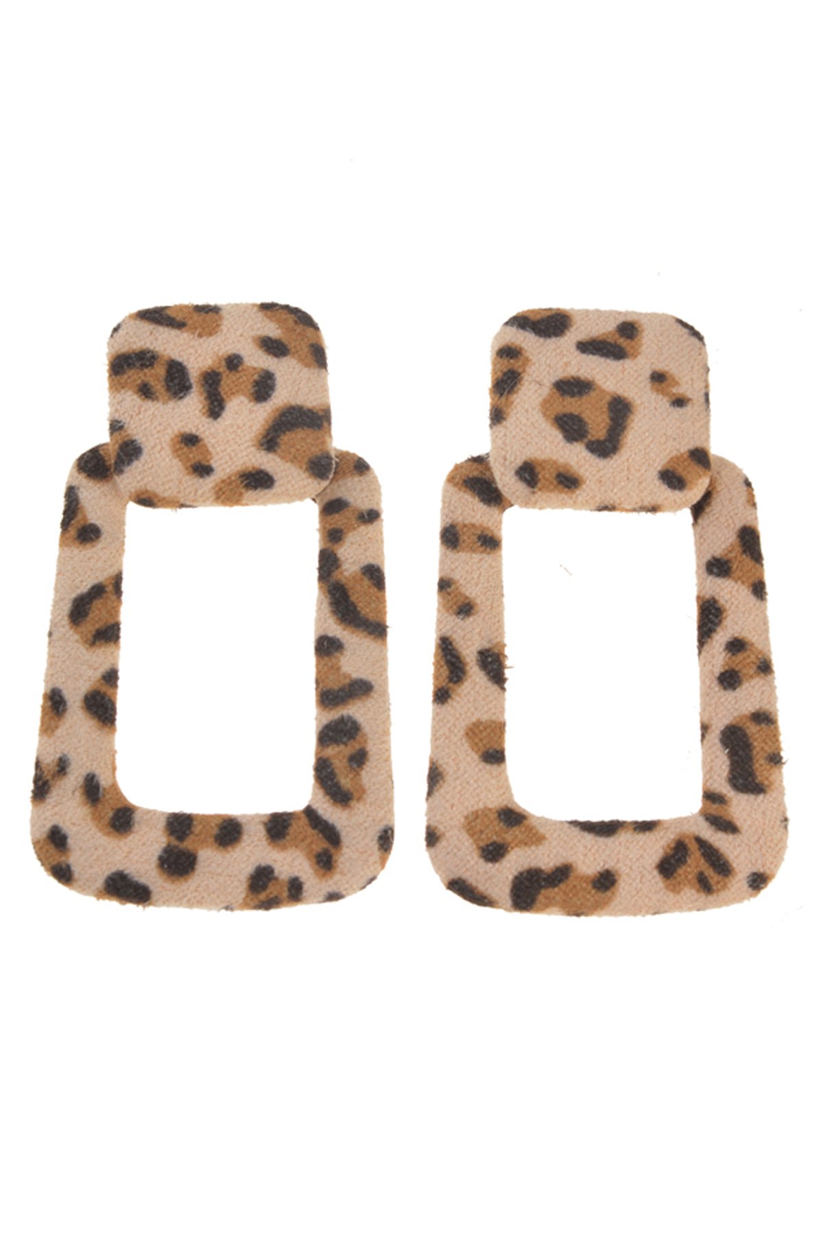 Kahverengi Leopar Desenli Küpe