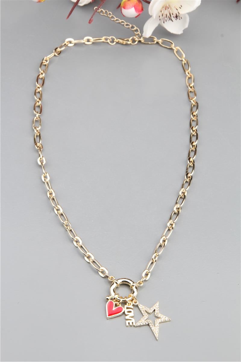 Kalp Yıldız Love Charm Kolye
