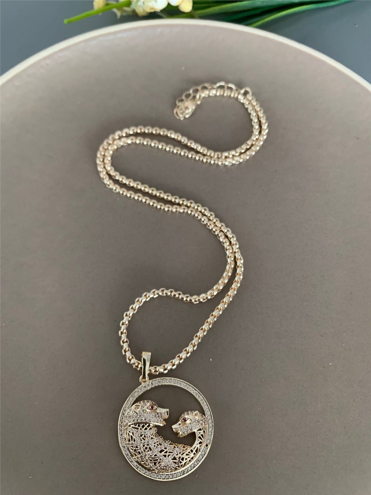 Kaplan Anne Kız Uzun Kalın Zincirli Kolye