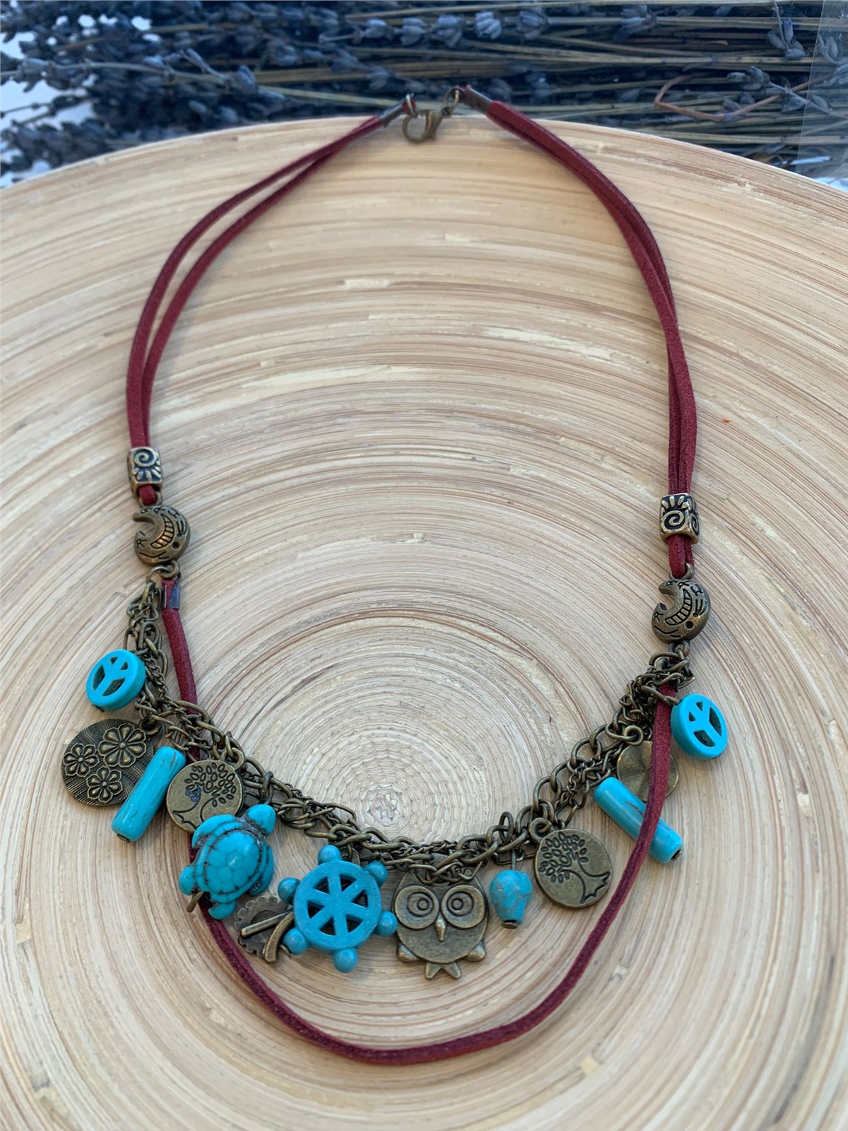 Kaplumbağa Baykuş Peace Figürlü Charm Kolye