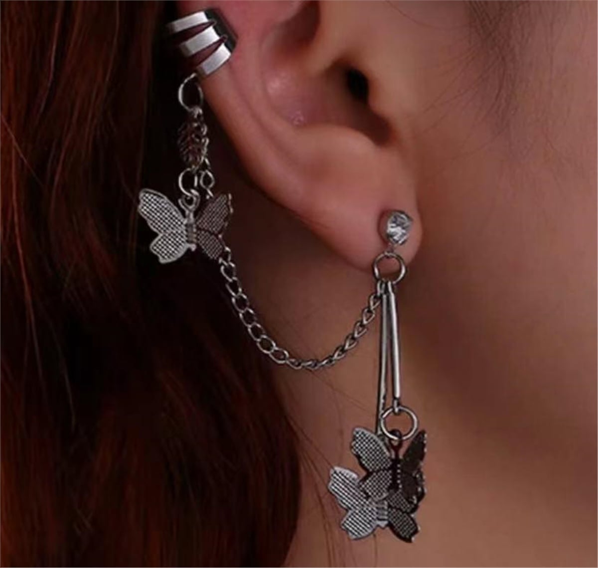 Kelebekli Kulak Aksesuarı Piercing