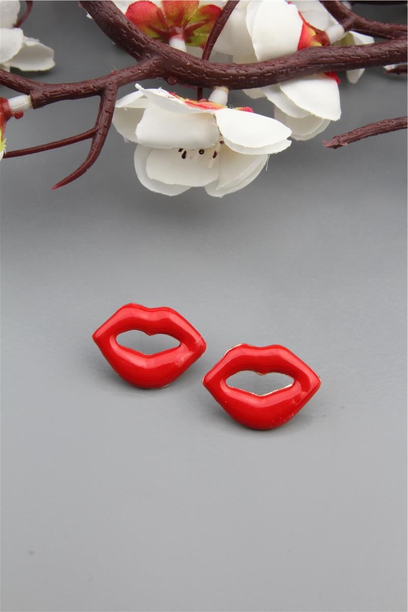 Kırmızı Dudak Küpe