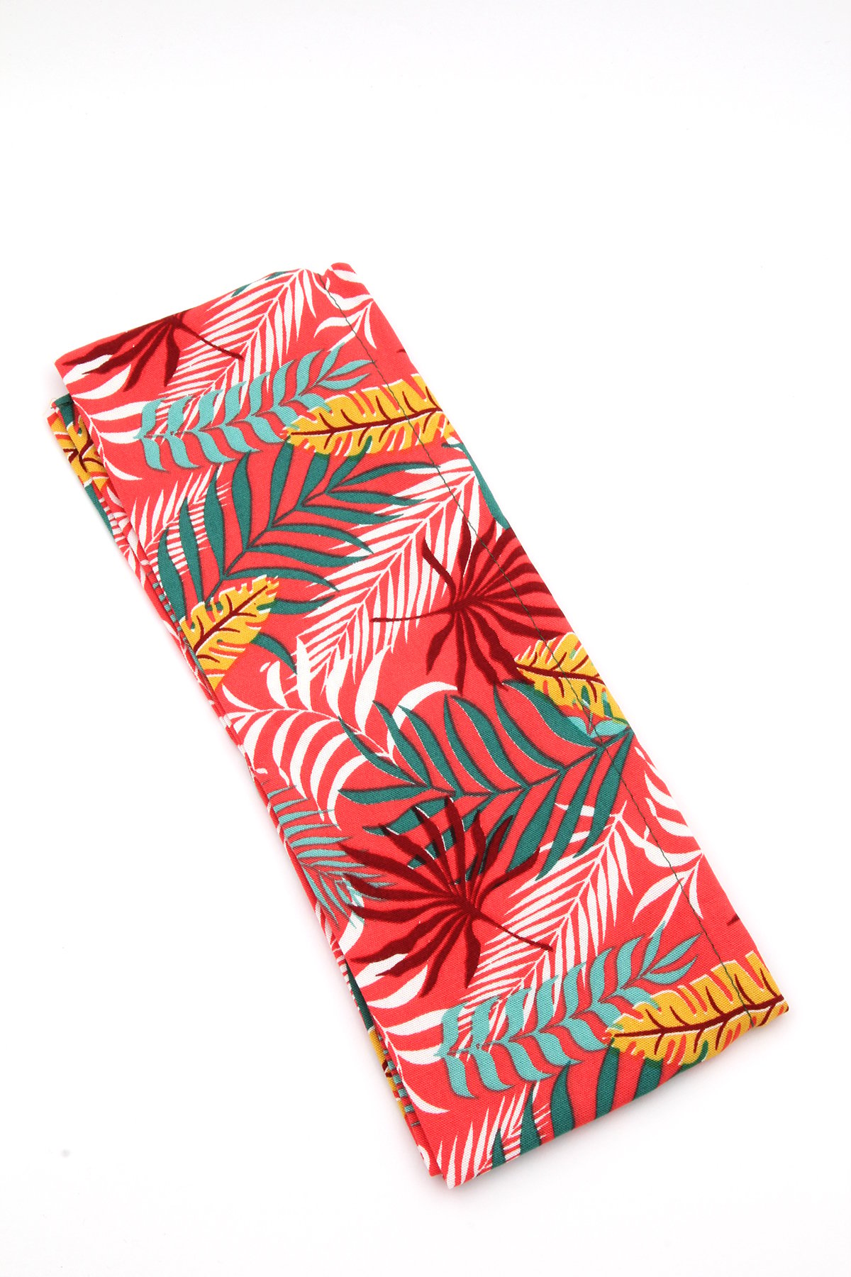 Kırmızı Yaprak Desenli Afrika Telli Bandana