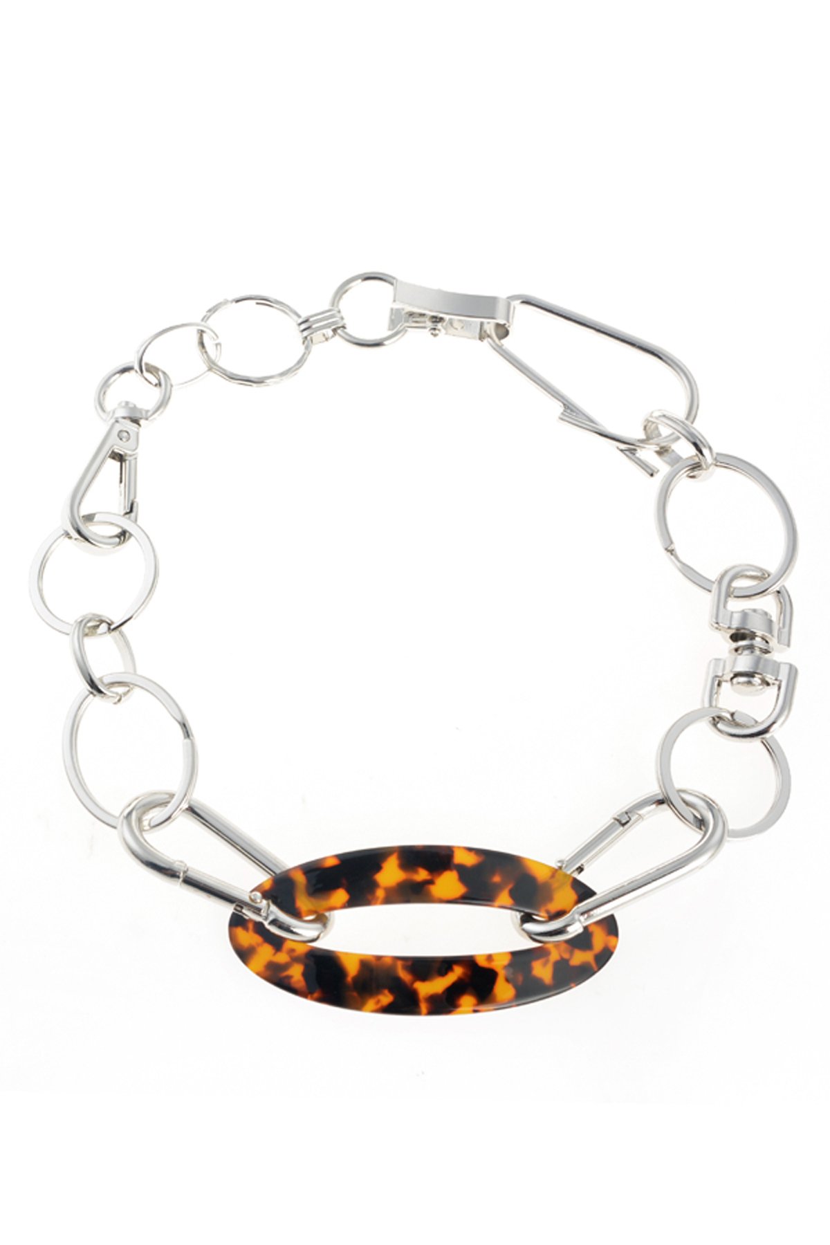 Leopar Desenli Silver Zincir Kolye