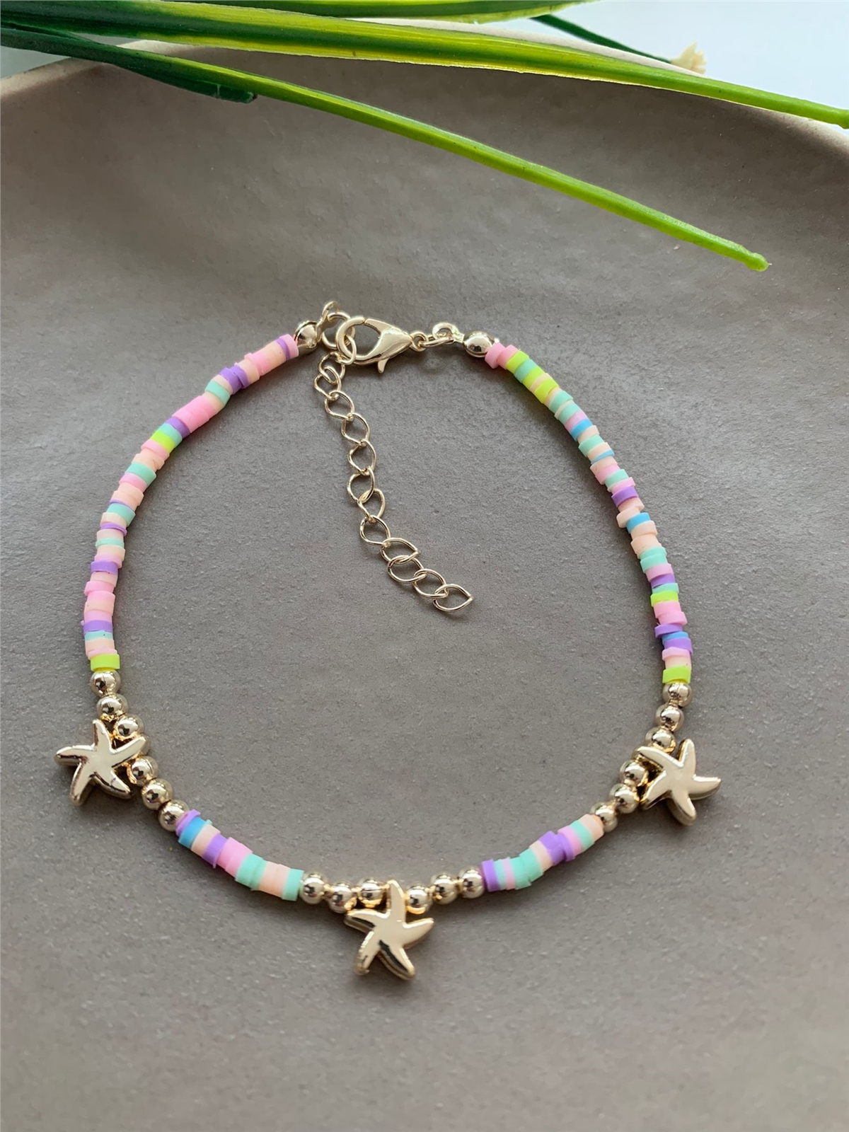 Pastel Fimo Boncuklu Deniz Yıldızlı Halhal