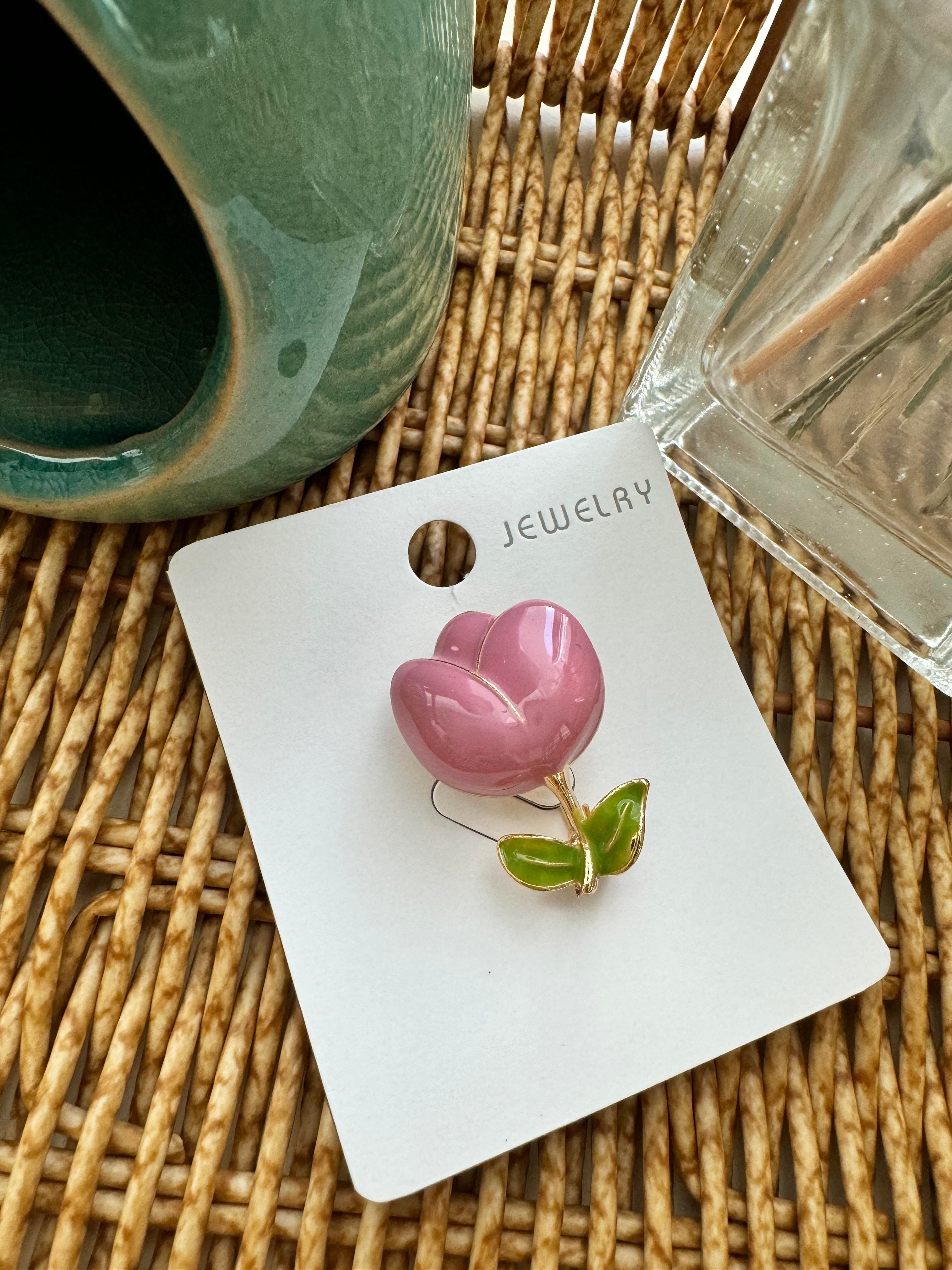 Pembe Mini Lale Broş