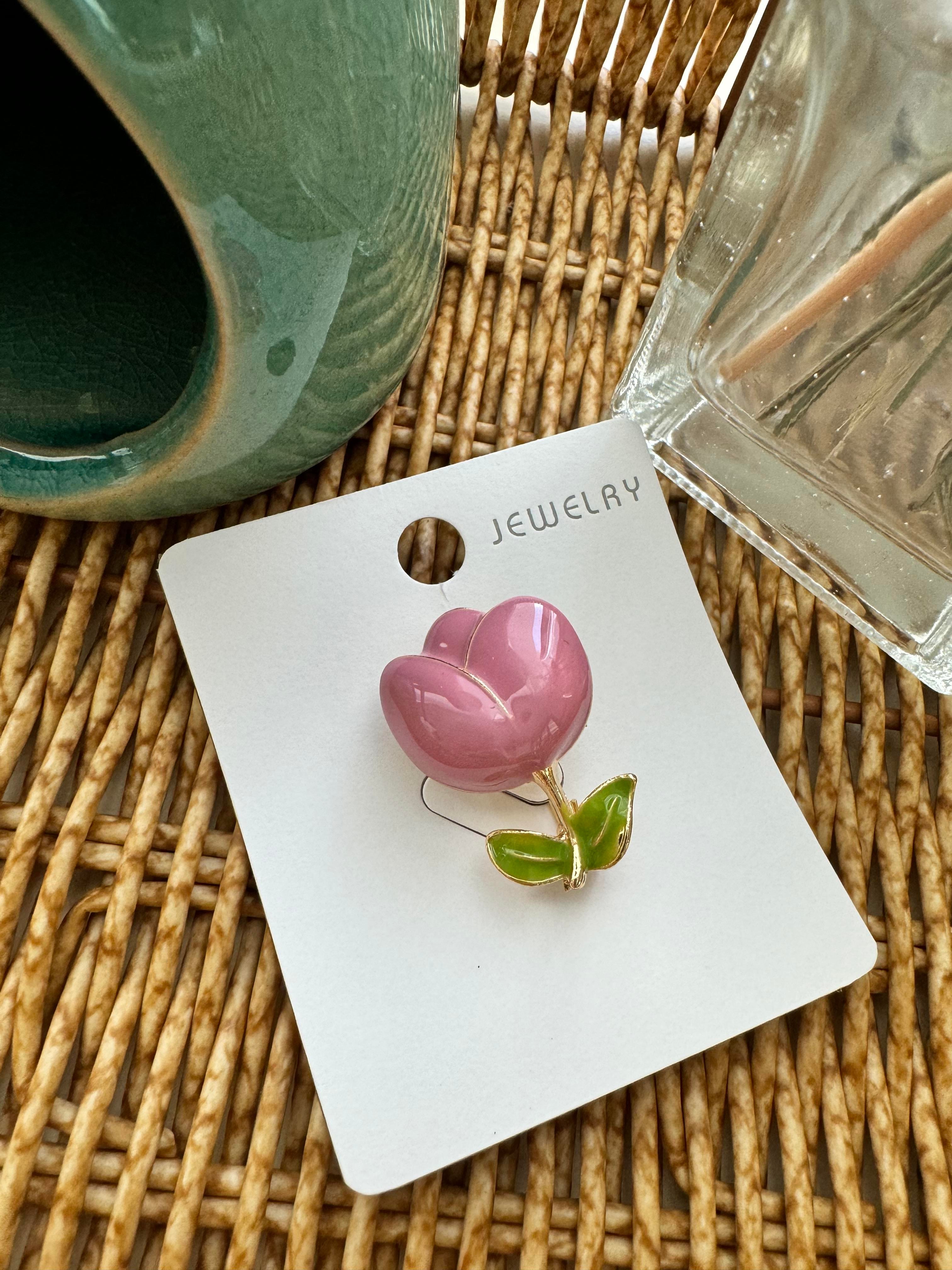 Pembe Mini Lale Broş