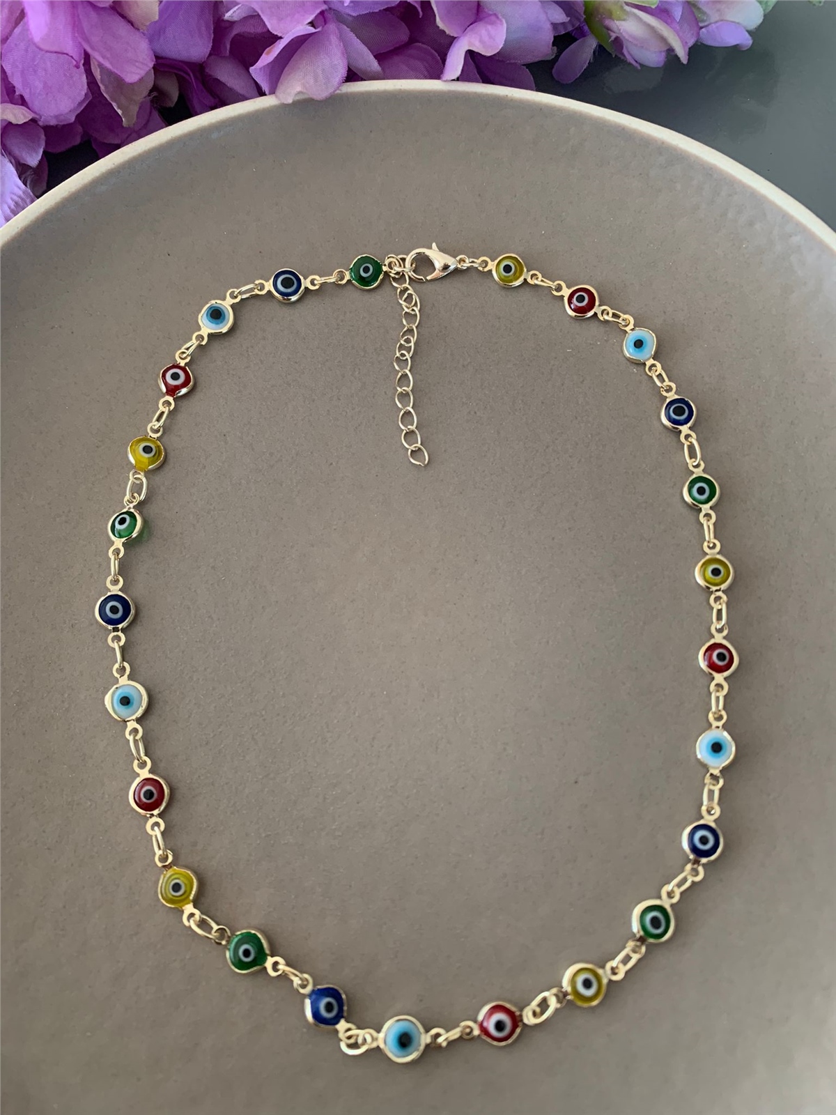 Renkli Cam Nazar Boncuklu Kolye