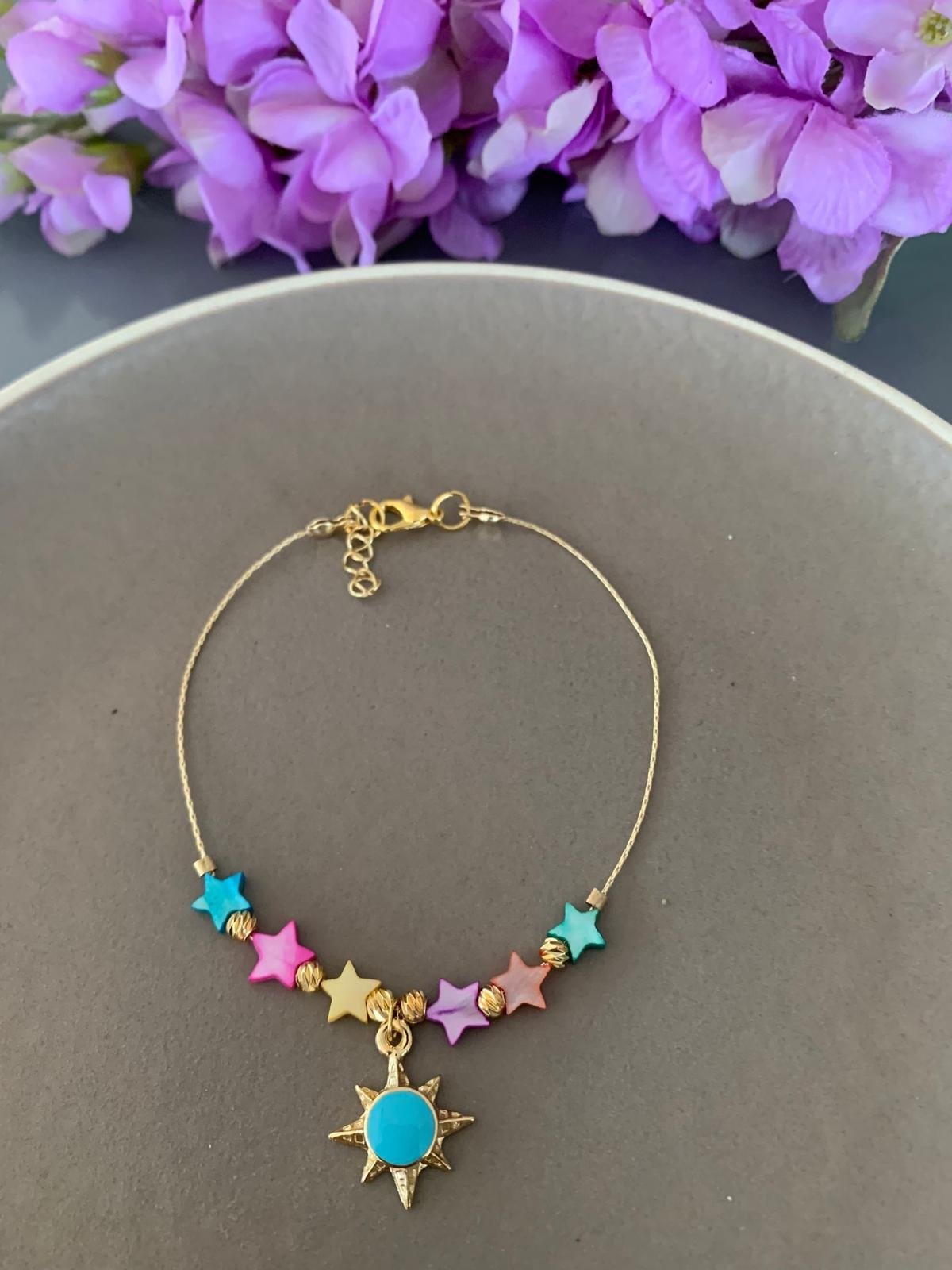 Renkli Sedef yıldızlı Charm Halhal