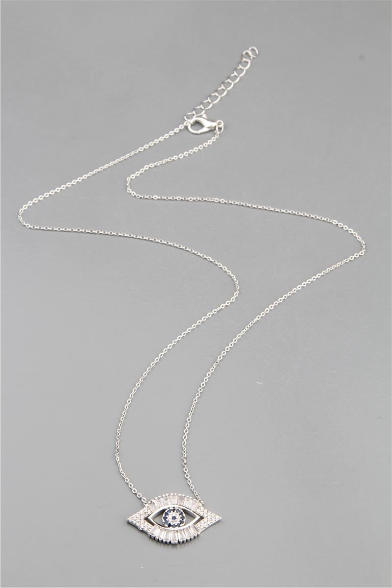 Silver Baget Taşlı Göz Kolye
