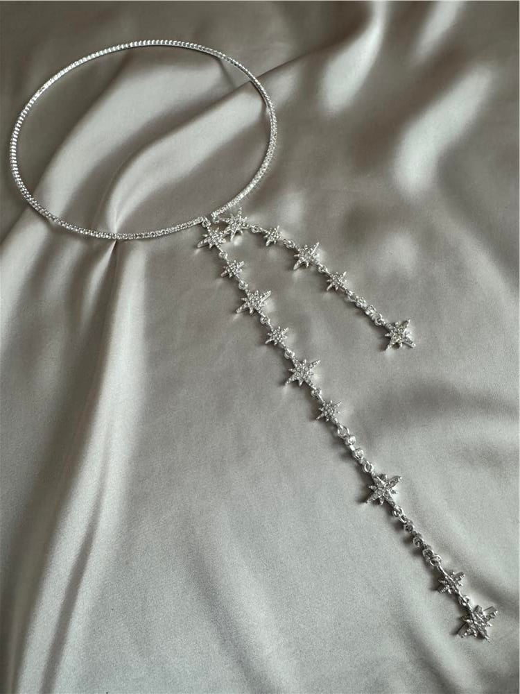 Silver Kristal Kuzey Yıldızlı Choker Kolye