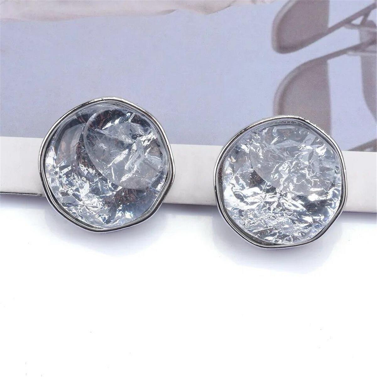 Silver Renk Metalize İri Daire Küpe