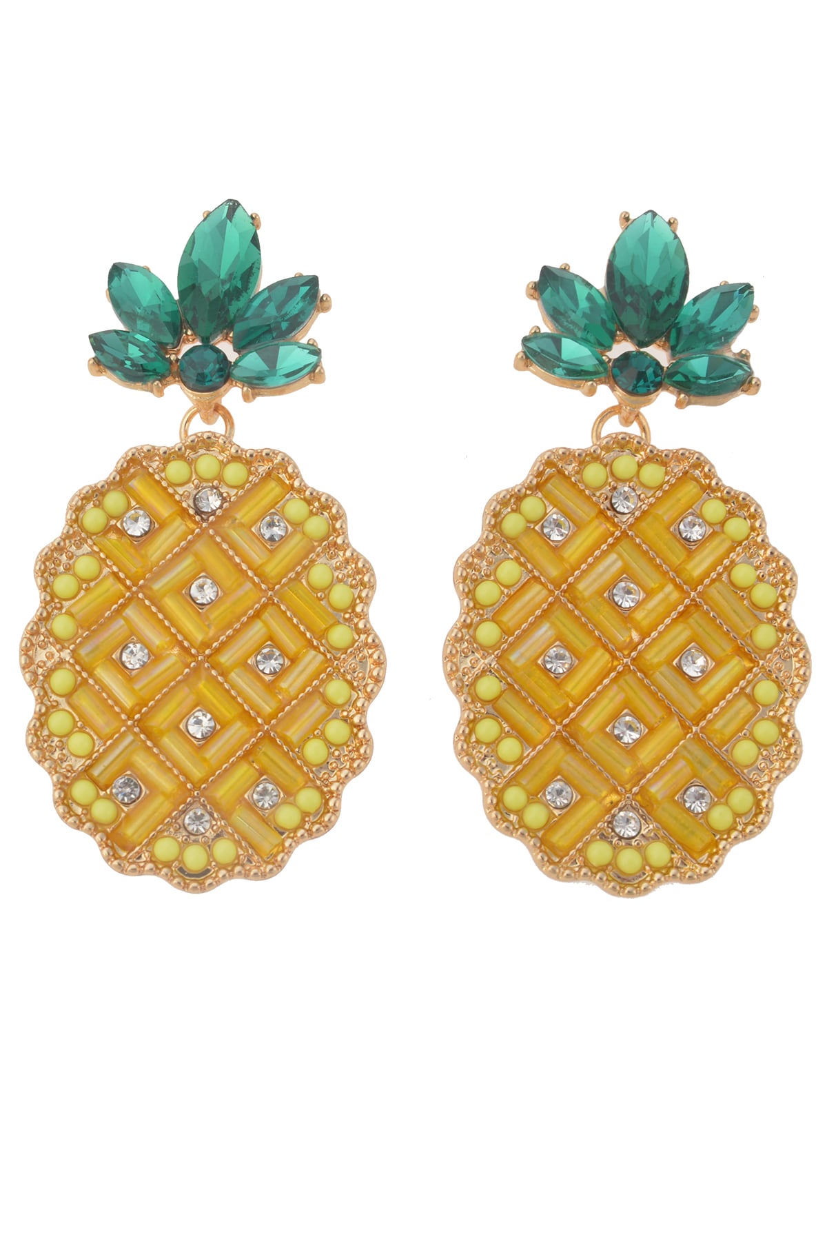 Taşlı Büyük Ananas Küpe