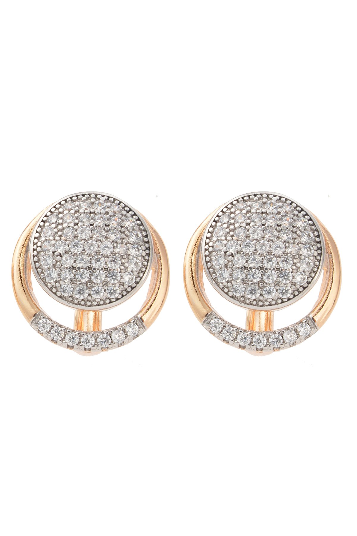 Zirkon Taşlı Gold Daire Küpe