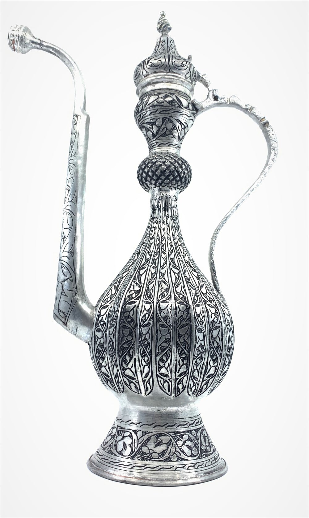 İşlemeli Tuğralı Bronz Bakır İbrik 