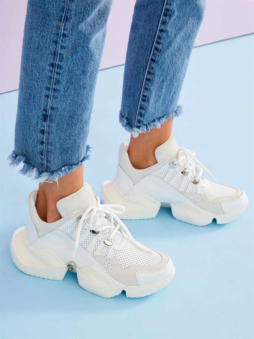 Eire Beyaz Deri Kadın Sneaker 