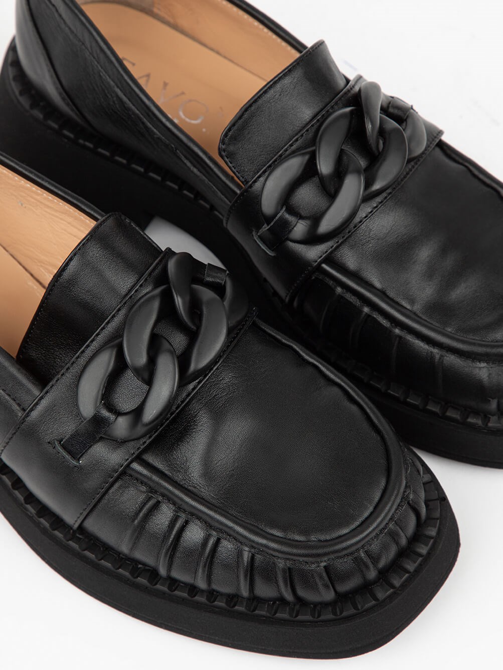 Karre Siyah Deri Kadın Loafer 