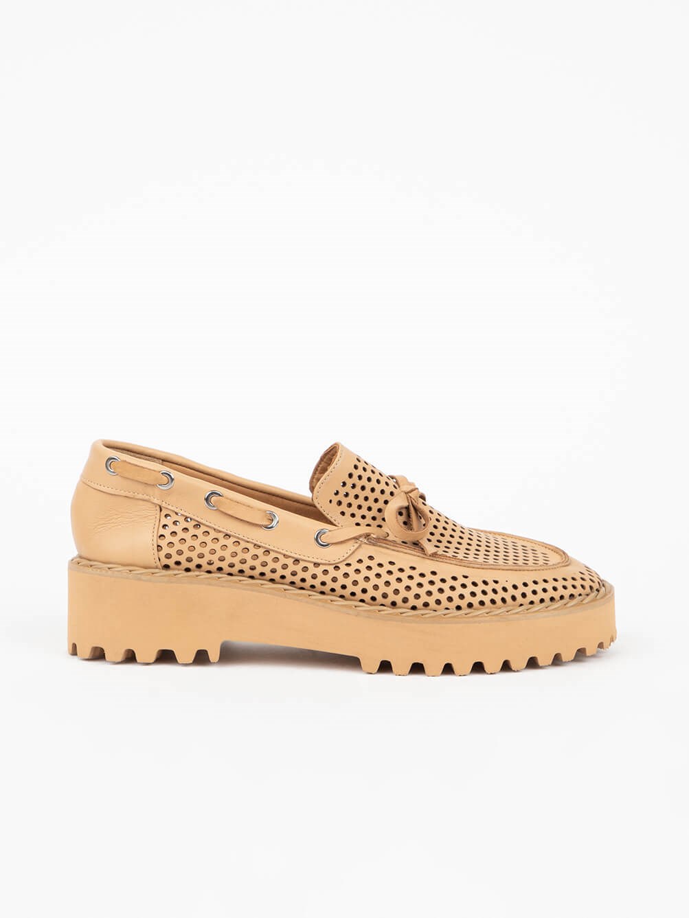 Nodeo Camel Zımbalı Deri Kadın Loafer
