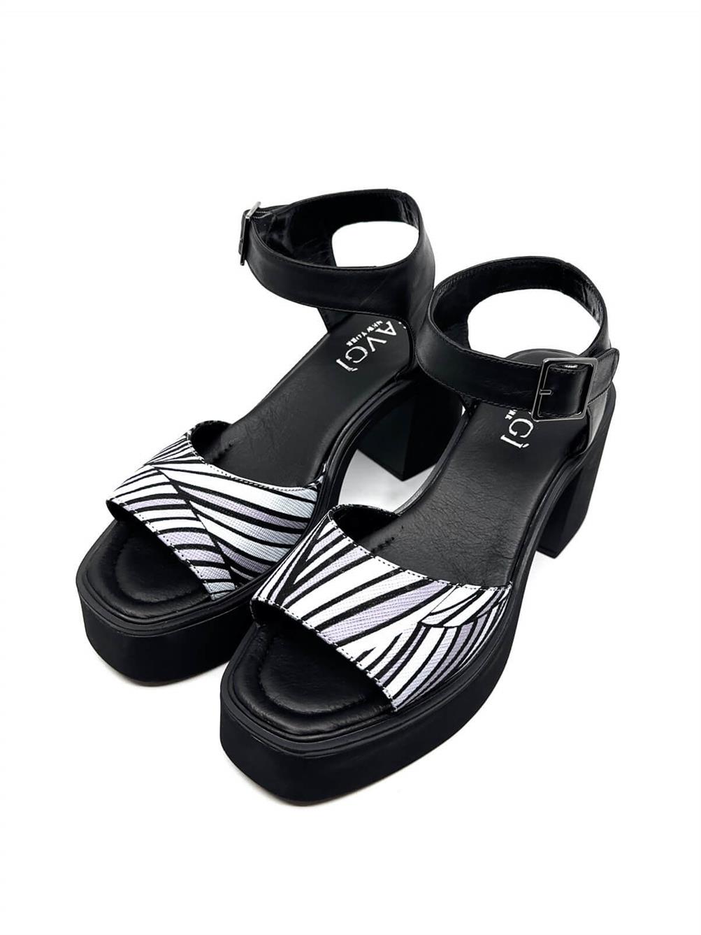 Rive Siyah Deri Kadın Sandalet
