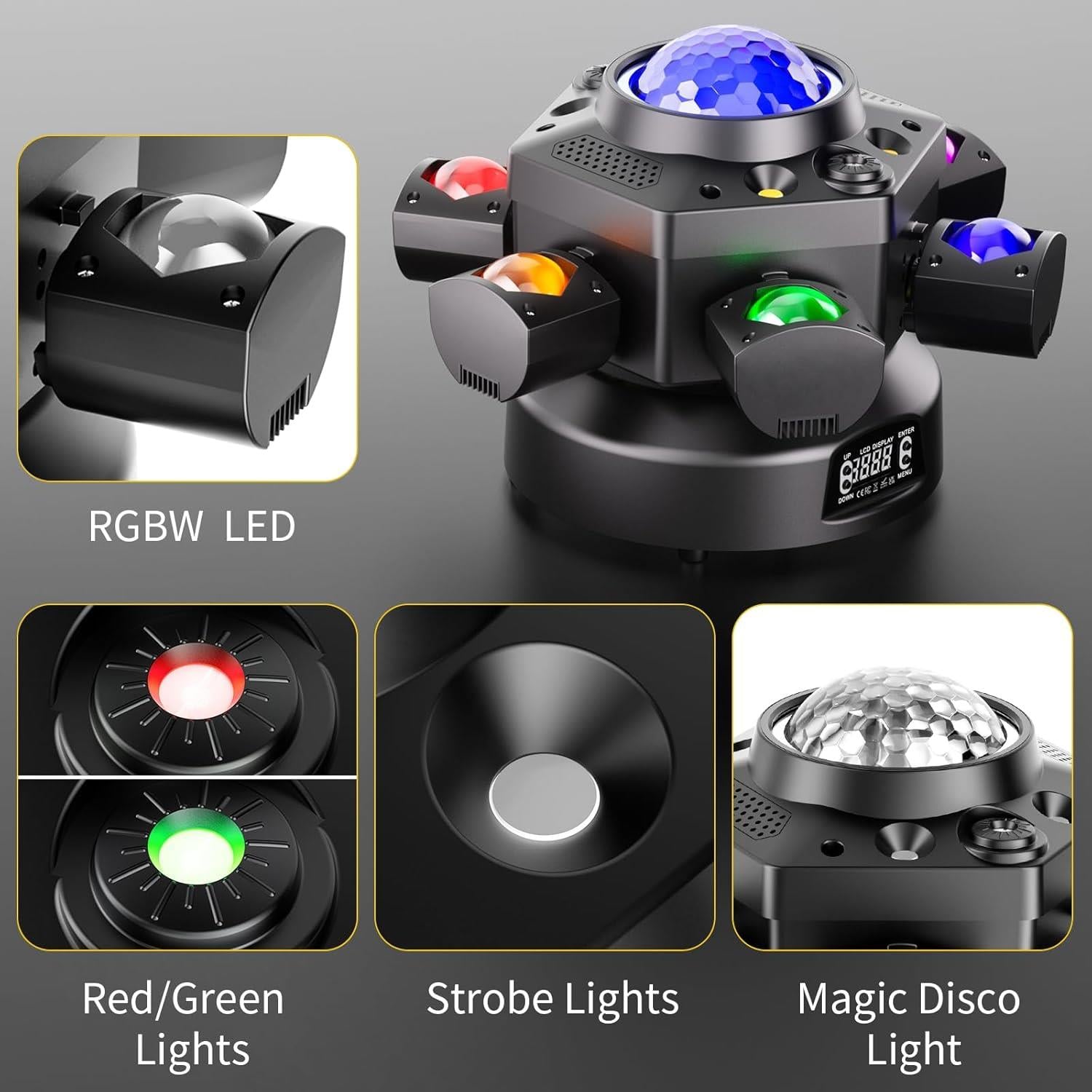 DJ PRO 6 BAŞLI CREE LED NEW EFEKTLİ 150 WATT LED STROBE LAZER ROBOT IŞIK