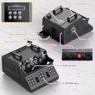 DJ PRO BUBBLE LED RGB IŞIKLI 1500W SİS-BALON MAKİNESİ