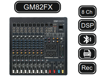GLOBE ACOUSTIC GM82FX 8 MONO MİK. GİRİŞ DECK MİKSER