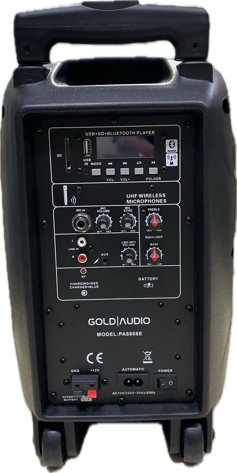 GOLD AUDİO PA-8808E 8İNÇ 100 WATT TEK EL TELSİZ MİKROFONLU TAŞINABİLİR HOPARLÖR
