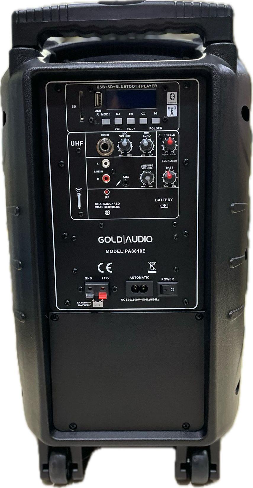 GOLD AUDİO PA-8810E 10İNÇ 100 WATT TEK EL TELSİZ MİKROFONLU TAŞINABİLİR HOPARLÖR
