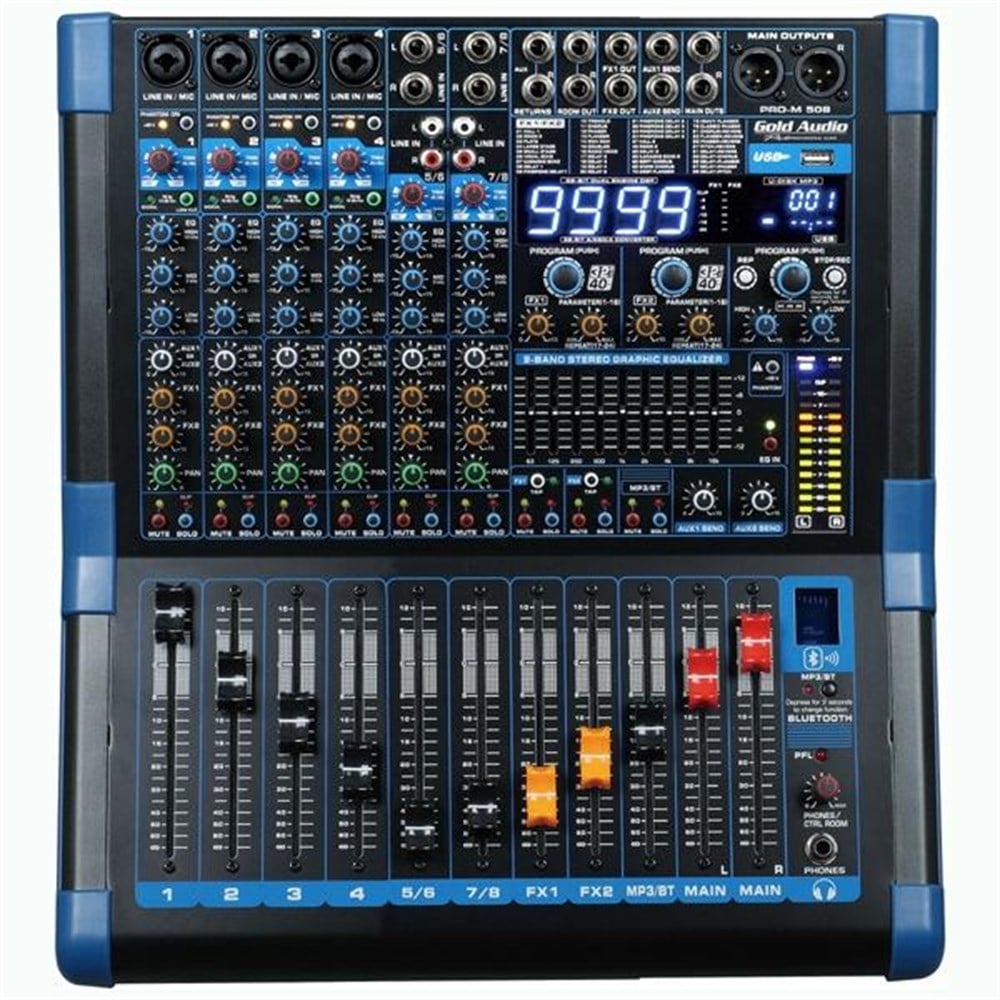 GOLD AUDIO PRO-508 ÇİFT EFEKTLİ 8 KANALLI DECK MİKSER KAYIT ÖZELLİĞİ