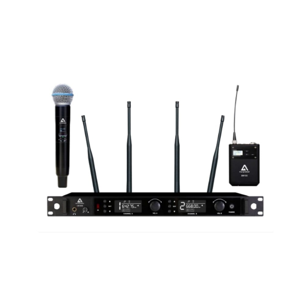 KLANGMEİSTER UW-502EY TEK EL TEK YAKA 2X100 KANAL UHF UZUN MENZİLLİ TELSİZ MİKROFON