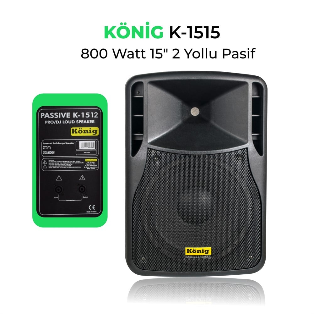 KÖNİG K-1515 15İNÇ 38CM 800 WATT PASİF HOPARLOR
