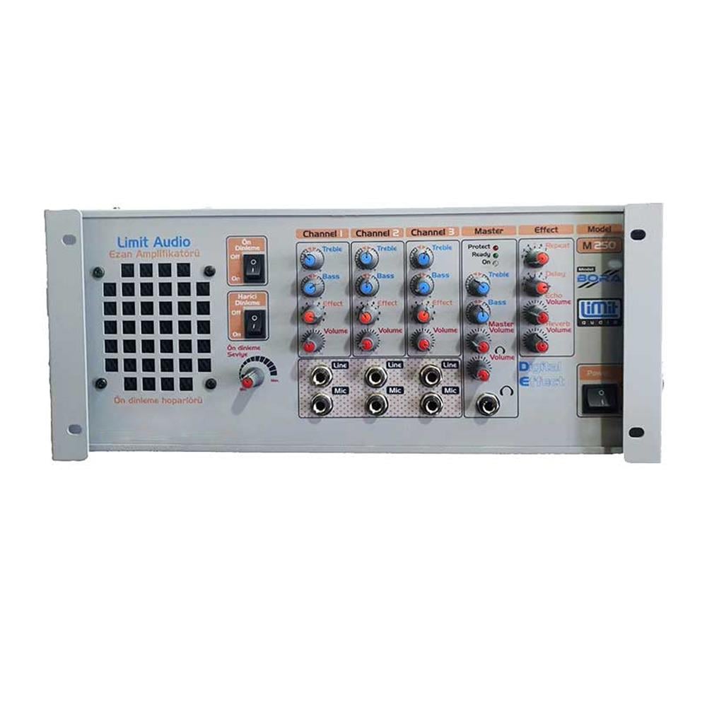 LİMİT AUDİO BORA M250 3 KANALLI 250W ÇİFT EFEKT MONİTÖRLÜ ANFİLİ MİKSER