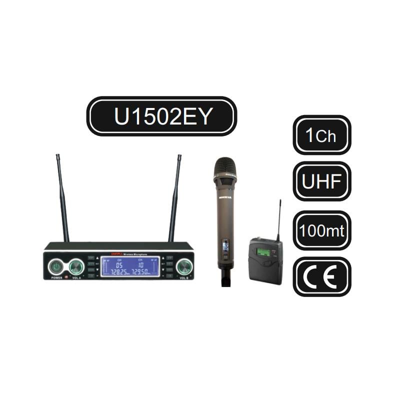 MACHTIG U1502EY TEK KANAL TEK EL TEK YAKA UHF TELSİZ MİKROFON