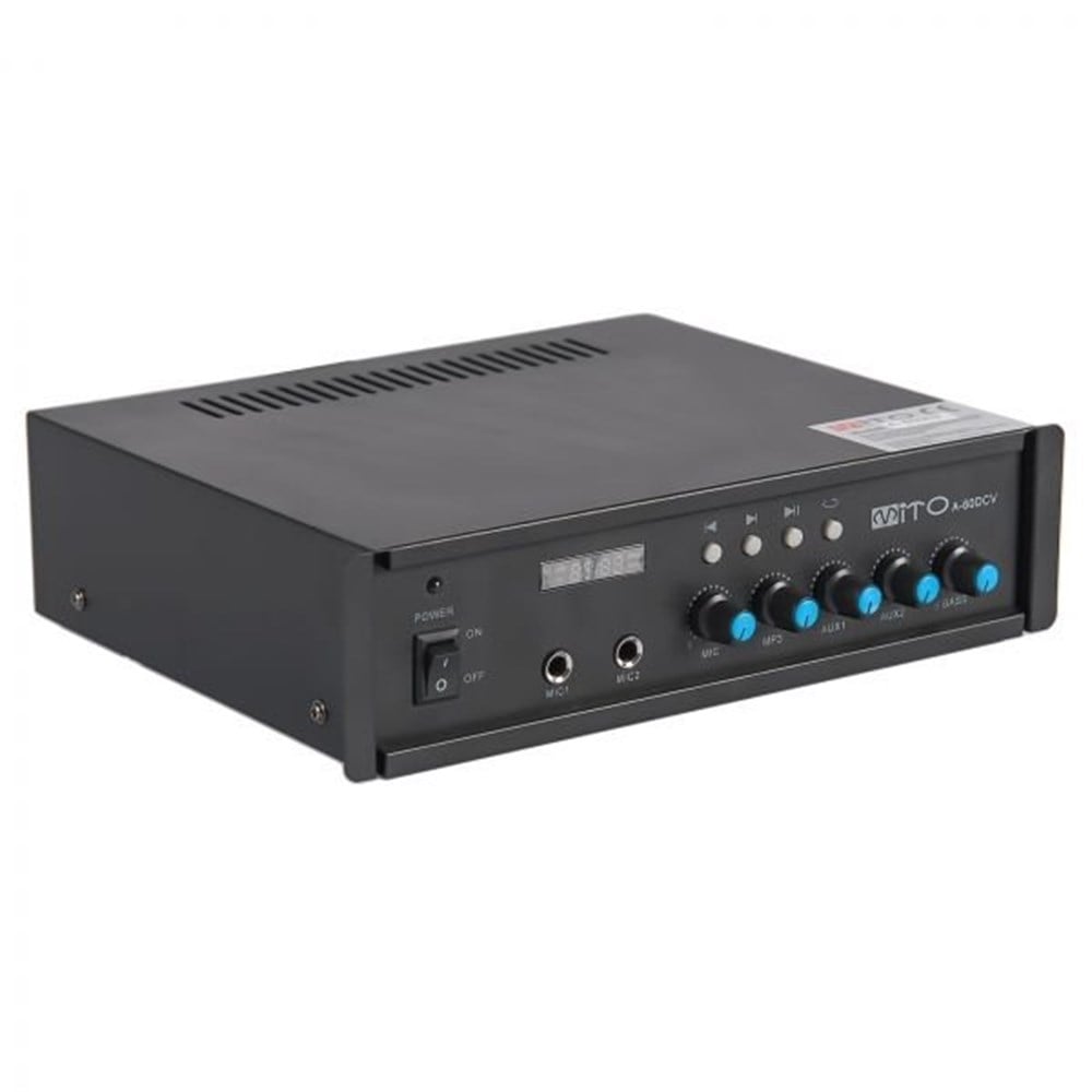 MİTO A-60 DCV 60 W / 100 V TRAFOLU 4-8 Ω 12V DC/220 AC 2 MİKROFON GİRİŞİ 2 HAT GİRİŞİ 2 HAT ÇIKIŞI BAS TİZ AYARI.