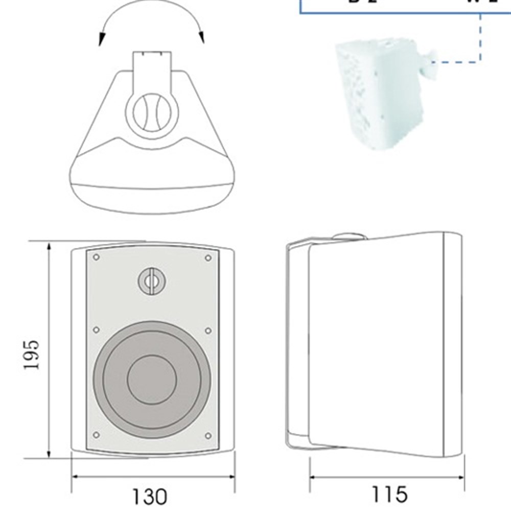 RS AUDIO QUE-4.2W 60W-100V 8Ohm ÇİFT YÖNLÜ DUVAR HOPARLÖRÜ