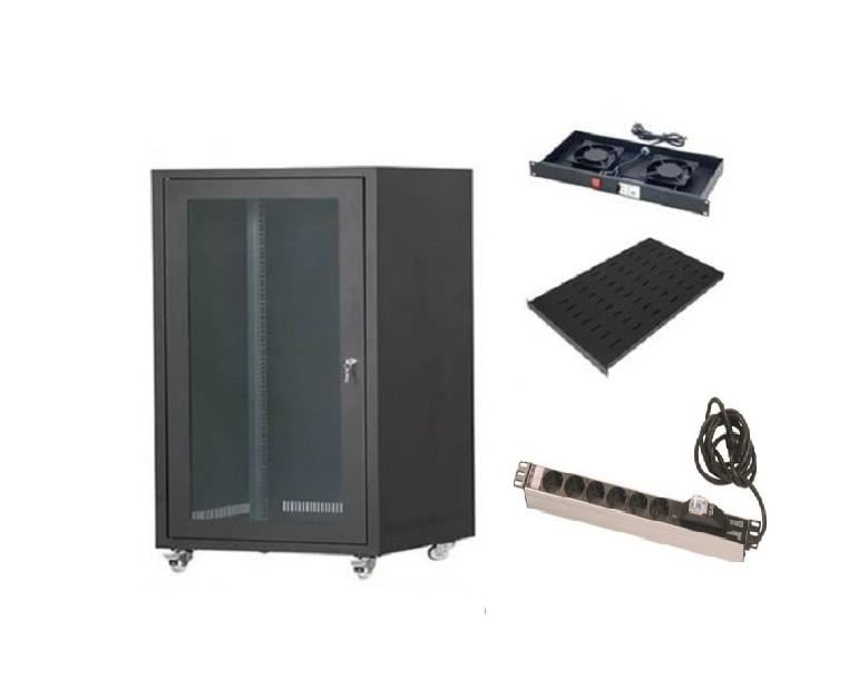 SETRACK 19'' 12U 600X600 RACK KABİNET+2LİFAN+SABİT RAF+GRUP PRİZ