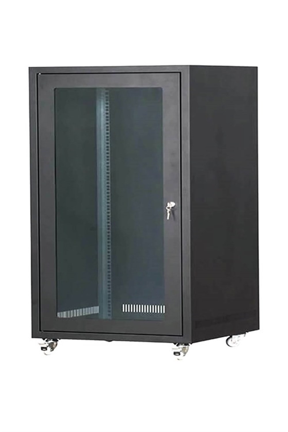 SETRACK 19'' 16U 600X600 TEKERLEKLİ CAMLI RACK KABİNET+SABİT RAF