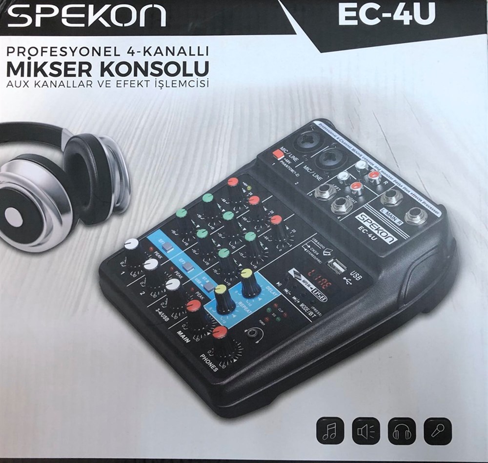 SPEKON EC-4U STÜDYO KAYIT MİKSERİ (DAHİLİ SES KARTI-PC BAĞLANTILI)