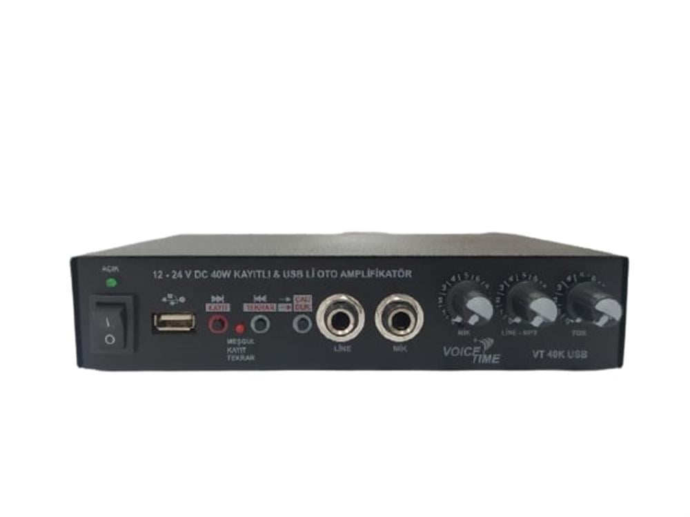 VOİCE TİME VT-40 K DC-12 40 WATT KAYITLI USBLİ AMPLİFİKATÖR