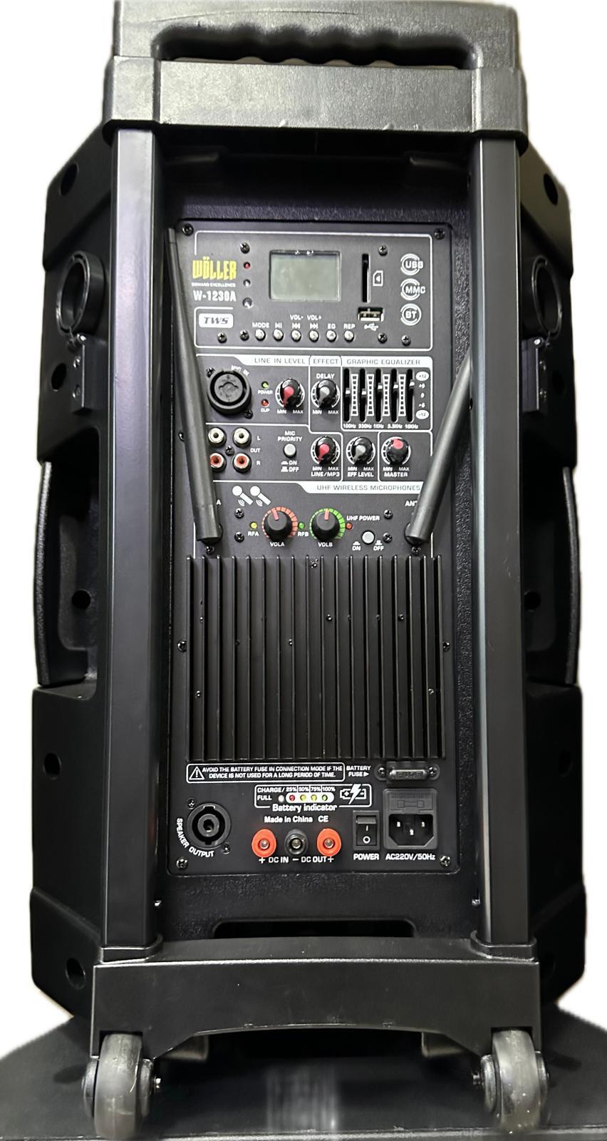 WÖLLER W-1230A 12inç 300W ÇİFT EL TELSİZLİ TAŞINABİLİR HOPARLÖR